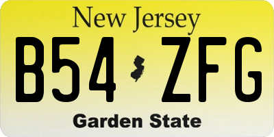 NJ license plate B54ZFG