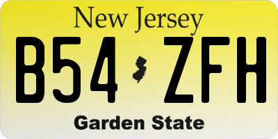 NJ license plate B54ZFH
