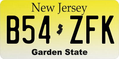 NJ license plate B54ZFK