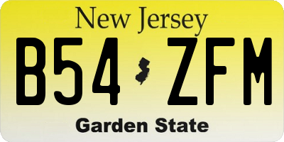 NJ license plate B54ZFM