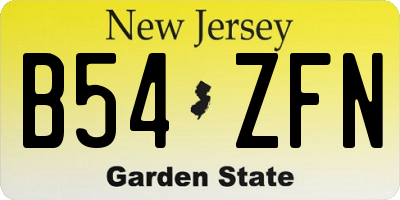 NJ license plate B54ZFN
