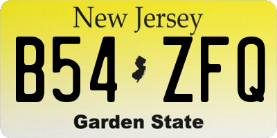 NJ license plate B54ZFQ