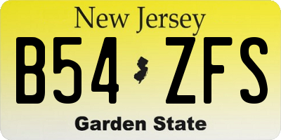 NJ license plate B54ZFS