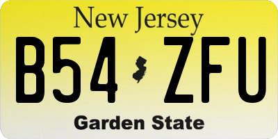 NJ license plate B54ZFU