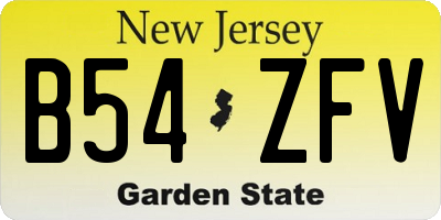 NJ license plate B54ZFV