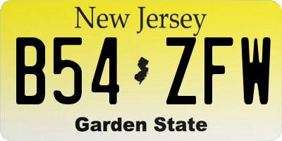NJ license plate B54ZFW