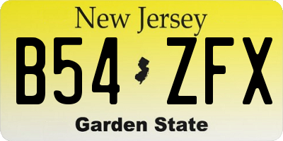 NJ license plate B54ZFX