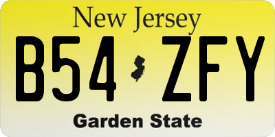 NJ license plate B54ZFY