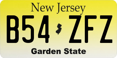 NJ license plate B54ZFZ