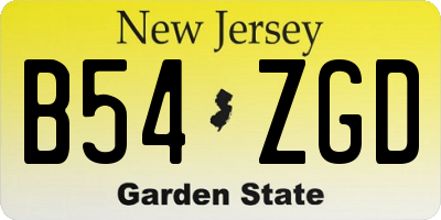 NJ license plate B54ZGD