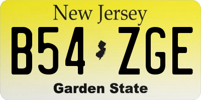 NJ license plate B54ZGE