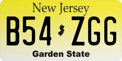NJ license plate B54ZGG