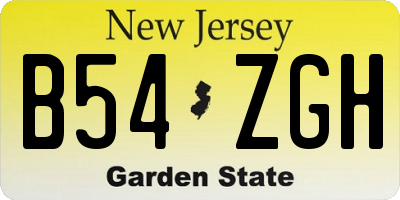 NJ license plate B54ZGH