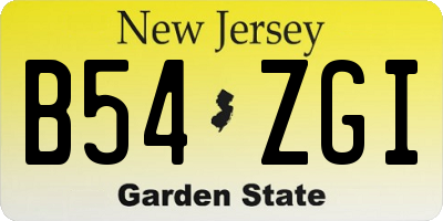 NJ license plate B54ZGI