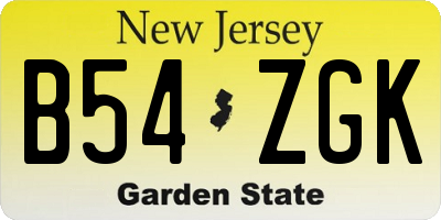 NJ license plate B54ZGK