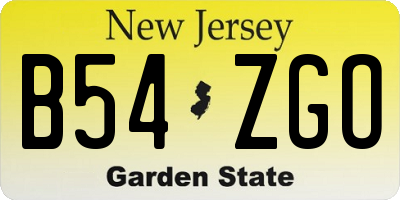 NJ license plate B54ZGO