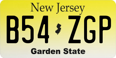 NJ license plate B54ZGP