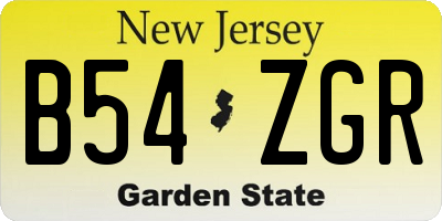 NJ license plate B54ZGR