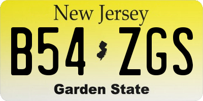 NJ license plate B54ZGS