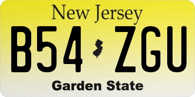 NJ license plate B54ZGU