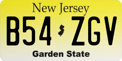 NJ license plate B54ZGV