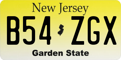 NJ license plate B54ZGX