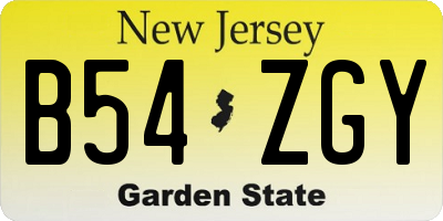 NJ license plate B54ZGY