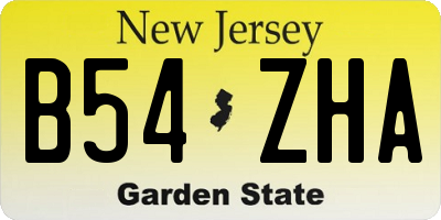 NJ license plate B54ZHA