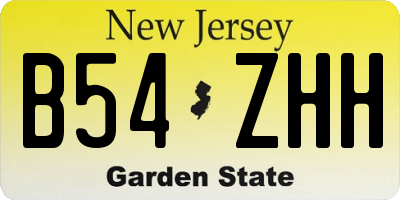 NJ license plate B54ZHH