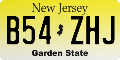 NJ license plate B54ZHJ