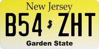 NJ license plate B54ZHT