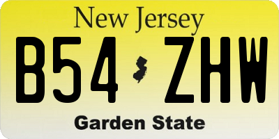NJ license plate B54ZHW