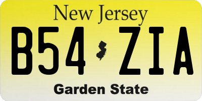 NJ license plate B54ZIA
