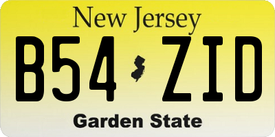 NJ license plate B54ZID