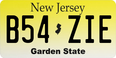 NJ license plate B54ZIE