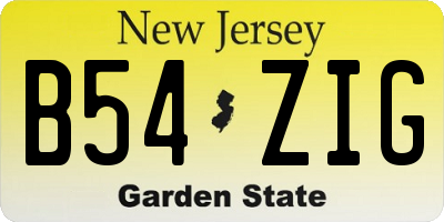 NJ license plate B54ZIG