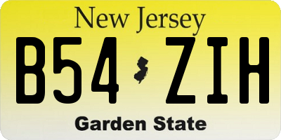 NJ license plate B54ZIH