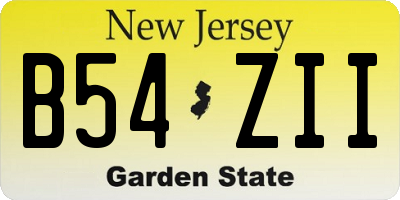 NJ license plate B54ZII