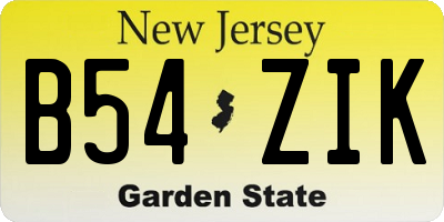 NJ license plate B54ZIK