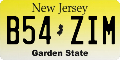 NJ license plate B54ZIM