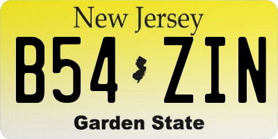 NJ license plate B54ZIN