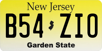 NJ license plate B54ZIO