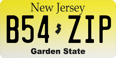 NJ license plate B54ZIP