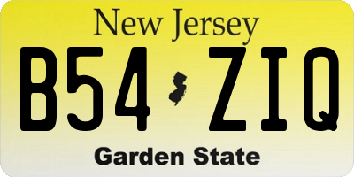 NJ license plate B54ZIQ