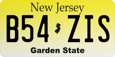 NJ license plate B54ZIS