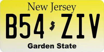 NJ license plate B54ZIV