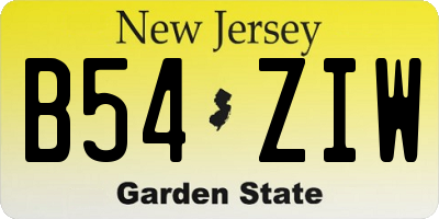 NJ license plate B54ZIW