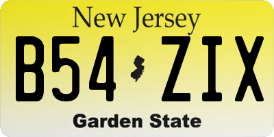 NJ license plate B54ZIX