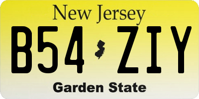 NJ license plate B54ZIY