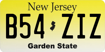 NJ license plate B54ZIZ